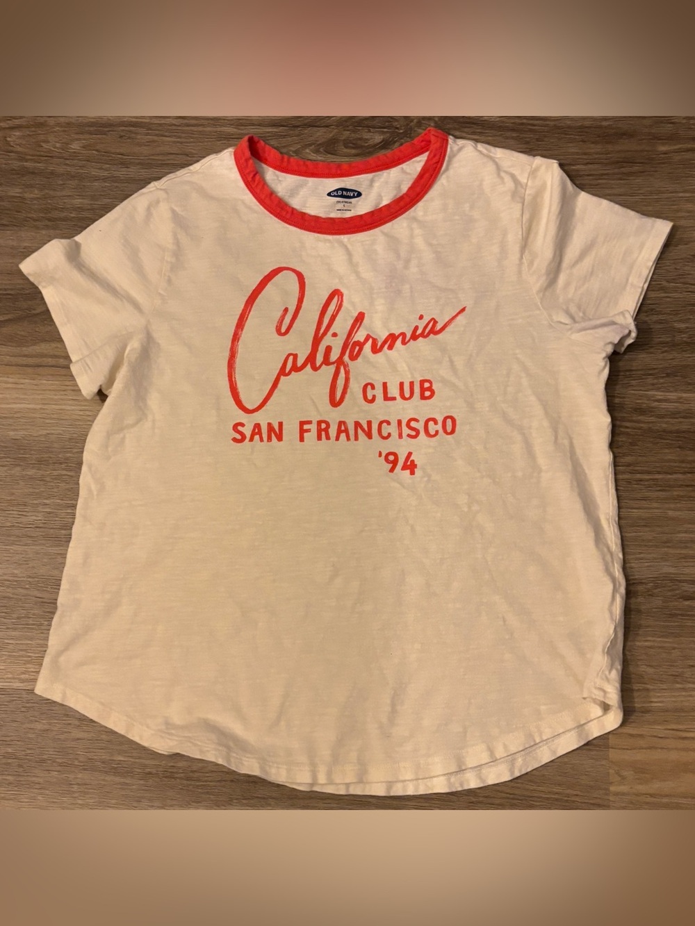 Old Navy California Club San Francisco '94 Graphic Ringer Tee LG